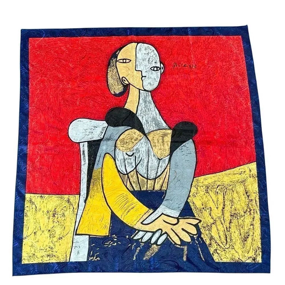 Picasso "Femme Assise" ArtworkโSilk Vintage Scarf